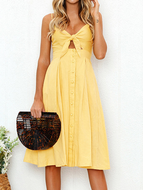 cutout-smocked-sweetheart-neck-cami-dress Sophia's Trends - Sophia's Style-Gold-S